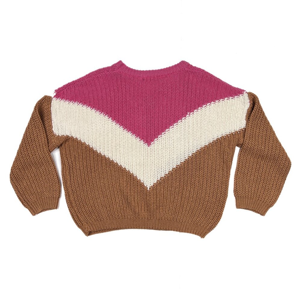Lulus Autumn Leaves Pink Multi Chevron Stripe Knit Sweater Size S‎ - NWT - Picture 3 of 7